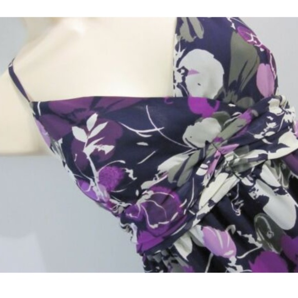 Elle Women's Purple Gray Floral Dress Size 4 S - Picture 2 of 2